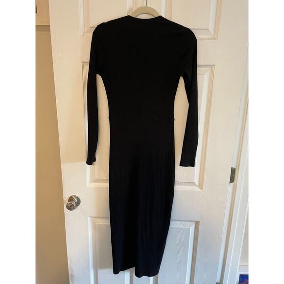 Reformation Edison Dress Black Lace Up Ribbed Long Sleeve size Large - Picture 1 of 12